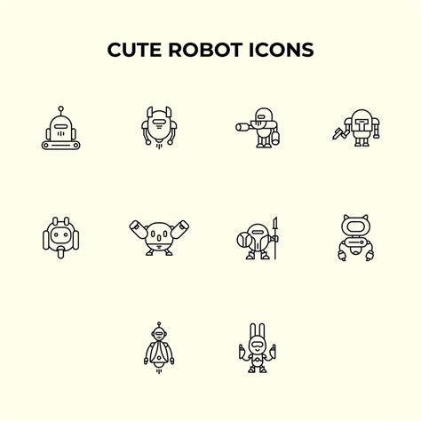 Modern Cute Robot Icon set 22919000 Vector Art at Vecteezy