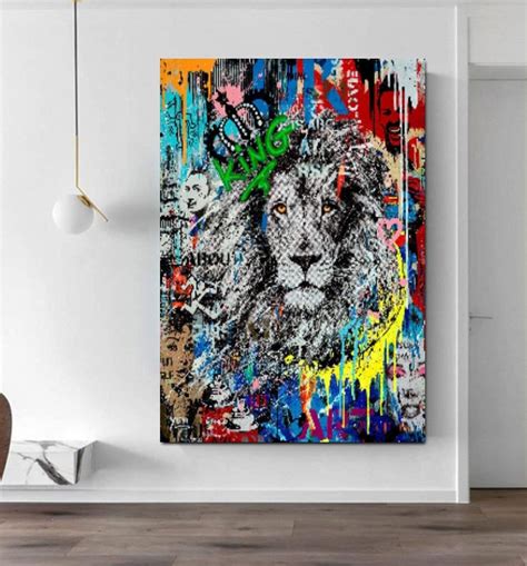 Graffiti Lion Hanginglion Graffiti Canvas Lion Canvas Print - Etsy