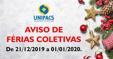 Aviso de Férias Coletivas Unipacs