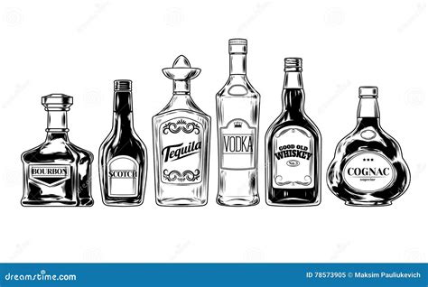 Vector Set Of Bottles For Alcohol Stock Vector Illustration Of Bottle