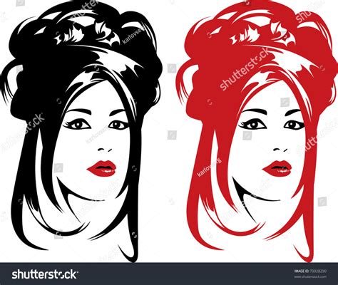 Beautiful Girl Face Vector Illustration Red Stock Vector Royalty Free