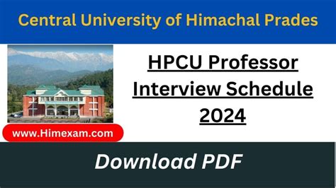 HPCU Professor Interview Schedule 2024 Himexam