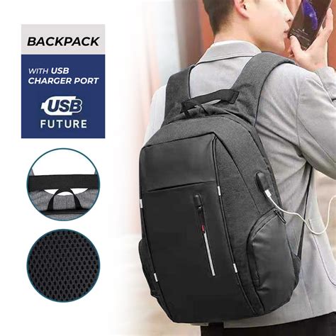 CEAVNI Tas Ransel Laptop Backpack 15 6 Inch With USB Charger Port