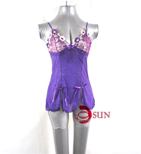 Women Sexy Lingerie Purple Lace Mini Dress T Back Babydoll Underwear Nightwear Ebay