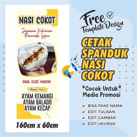 Banner Spanduk Nasi Cokot Custom Cm X Cm Bisa Di Edit Lazada