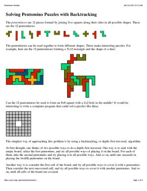 Pentominoes Puzzles Pdf Fill And Sign Printable Template Online