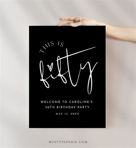 Th Birthday Party Welcome Sign This Is Fifty Minimalist