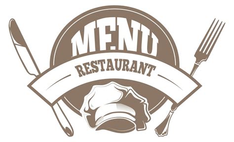 Emblema De Menú De Restaurante En Estilo Retro Etiqueta Monocromática