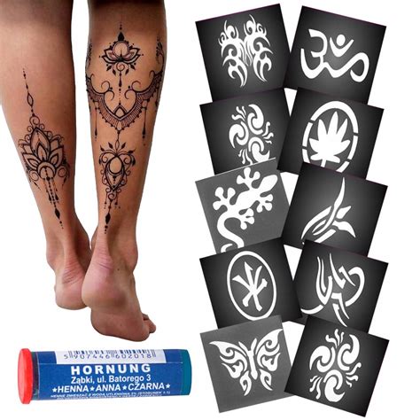 Zestaw Szablony Do Tatua U Mix Wzor W Szt Henna Gratis