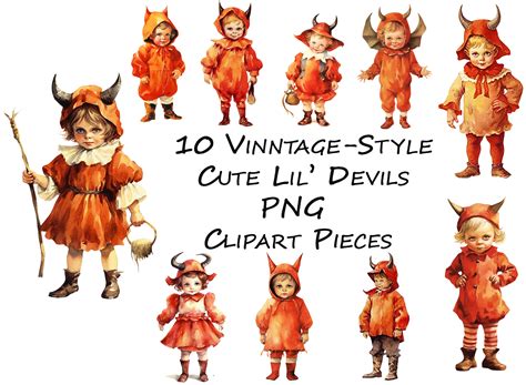 Vintage Cute Little Halloween Devil Kids Graphic by Whiskey Black ...