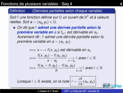 POD Fonctions De Plusieurs Variables Sequence