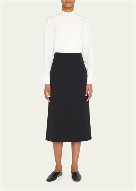 Loro Piana Lavoie Wool Twill Midi Skirt Bergdorf Goodman