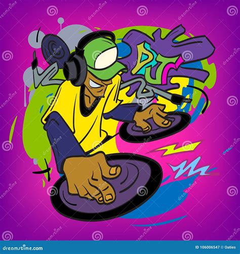 Dj Mixer Graffiti Vector Illustration Stock Vector Illustration Of