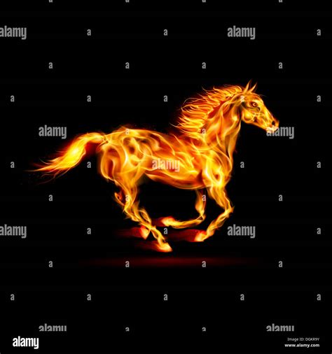 Illustration Of Running Fire Horse On Black Background Stock Photo Alamy