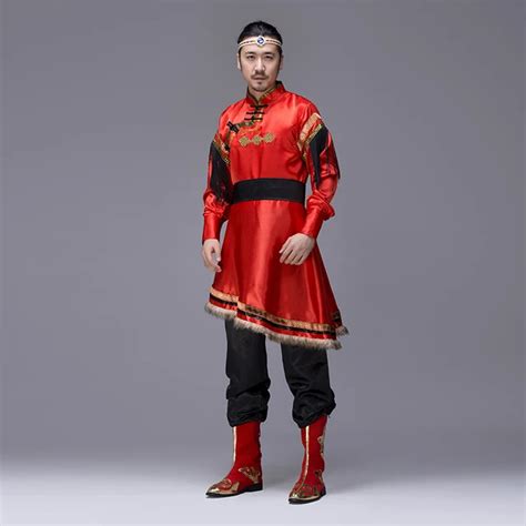 New Traditional Mongolian Costumes For Men Grassland National Genghis Khan Riding Dance Stage