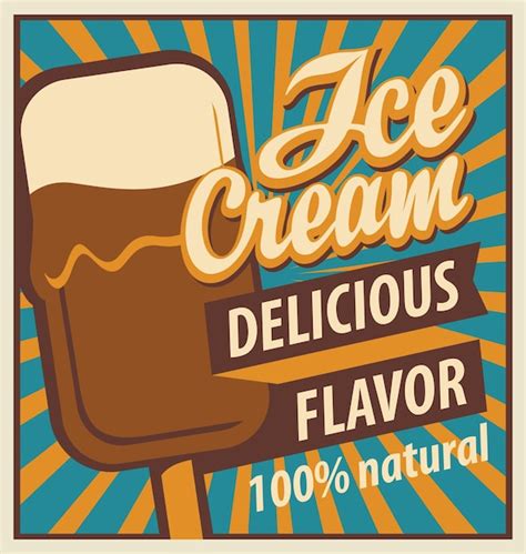 Cartel De Helado En Estilo Retro Vector Premium