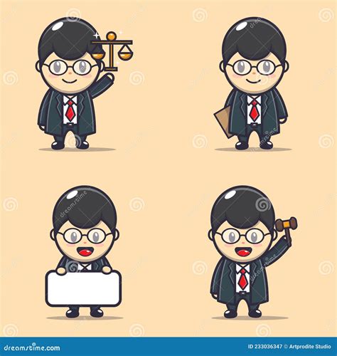 Cute Lawyer Cartoon Vector Illustration Stock Vector Illustration Of