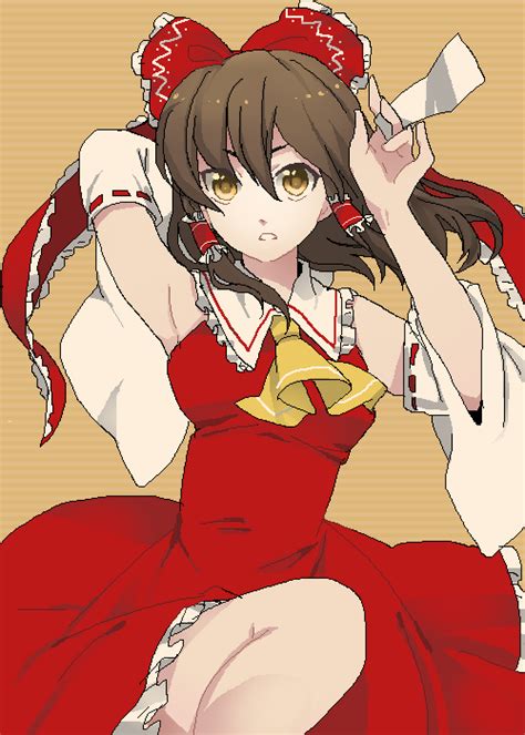 Safebooru Armpits Bad Id Bow Brown Eyes Brown Hair Detached Sleeves