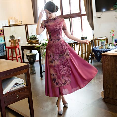 Shanghai Story Vietnamita Ao Dai Vestido Tradicional Qipao Largo Chino