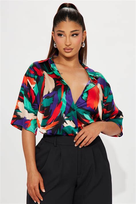 Aruba Satin Shirt - Multi Color | Fashion Nova