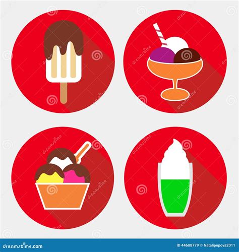 Sistema De Iconos Del Vector Con Helado Ilustración Del Vector