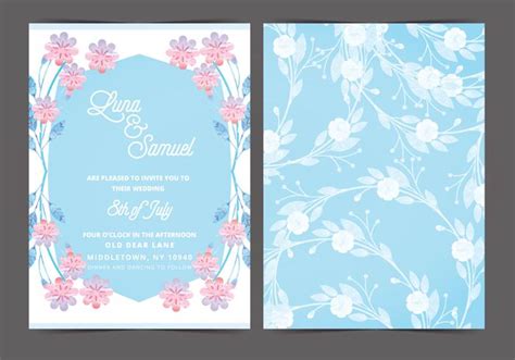 Pink And Blue Vector Wedding Invite 121936 Vector Art At Vecteezy