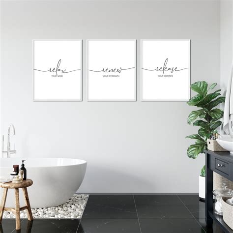 Bathroom Wall Art Set Of 3 Bathroom Prints Bath Tub Art Etsy