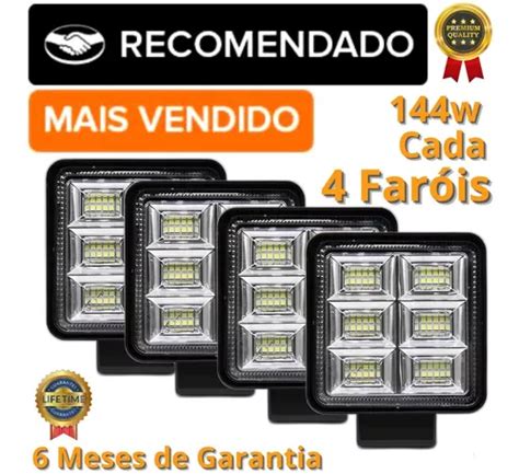 Kit Farol Led Quadrado Milha W V V Extra Forte Frete Gr Tis