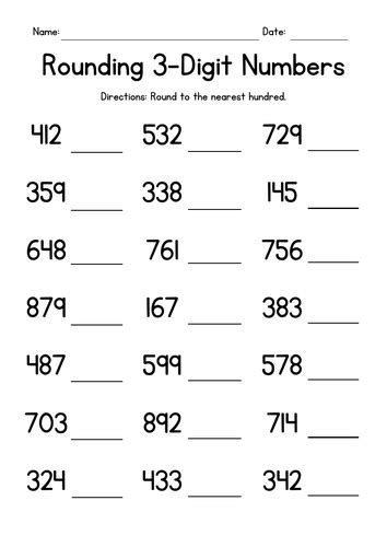 Rounding 3 Digit Numbers Worksheets Teaching Resources