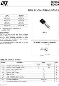 BD139-10, Транзистор NPN 80В 1.5А 12.5Вт [TO-126], ST Microelectronics ...