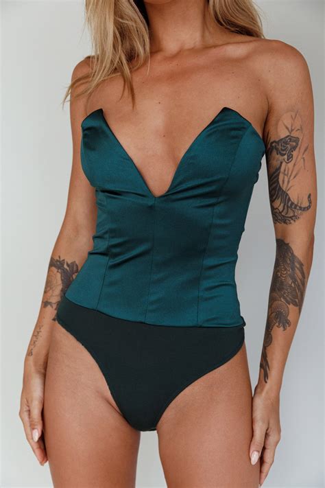 Shop The Minti Strapless Bodysuit Green Selfie Leslie Australia