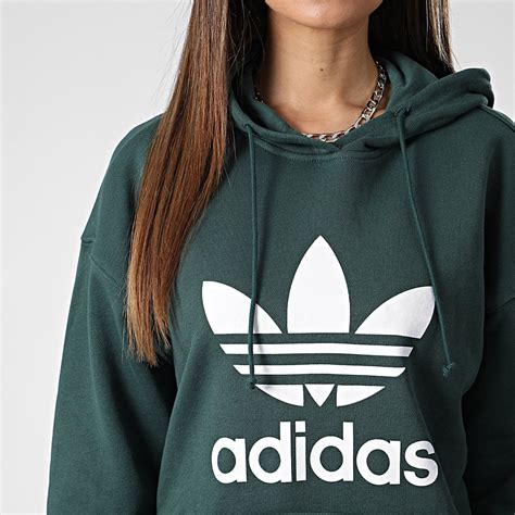 Adidas Originals Sweat Capuche Femme Trefoil Hk9654 Vert