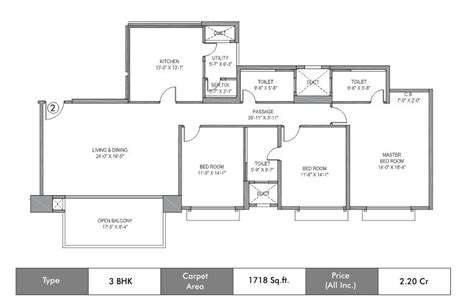 Hiranandani Fortune City Panvel, Navi Mumbai 3 BHK Floor Plan 1718 Sq ...