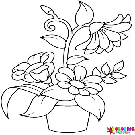 52 Páginas para colorir de vasos de flores ColoringPagesOnly