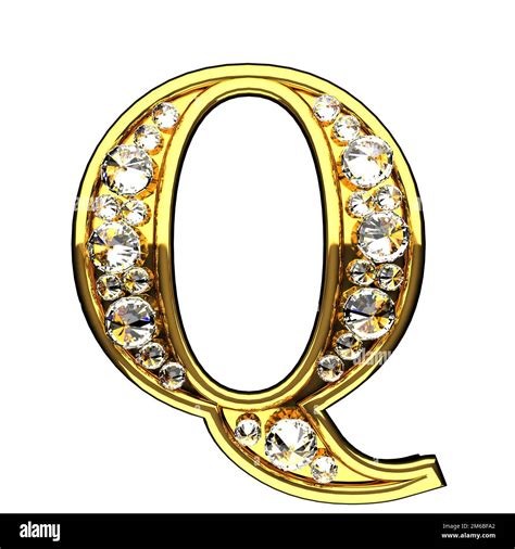 Q Isolated Golden Letters With Diamonds On White Stock Photo Alamy