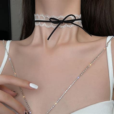 Amazon Zeshimb Gothic White Lace Choker Necklace Vintage Ribbon