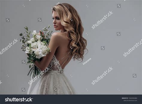 Beautiful Sexy Blonde Bride Posing Sparkling Stock Photo 1363090484 Shutterstock