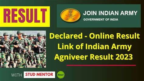 Declared Online Result Link Of Indian Army Agniveer Result 2023