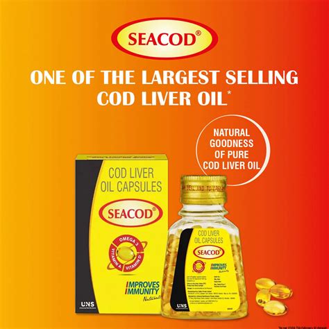 Buy Seacod Pure Cod Liver Oil Capsules Mg With Omega Vitamin A D