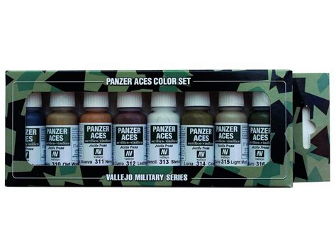 Vallejo Panzer Aces 8 Color Set 70123 Wood Leather Stencil 8