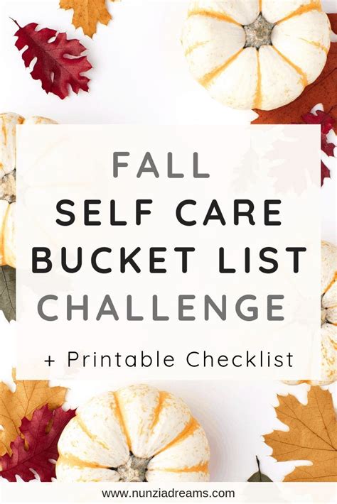 Fall Self Care Bucket List Challenge Printable Checklist With