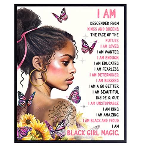 African American Women Wall Art Pink Inspirational Quotes Wall Art