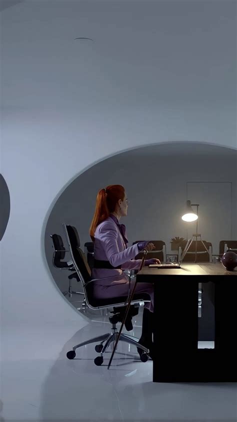 A Woman Sitting At A Desk In Front Of A Laptop Computer