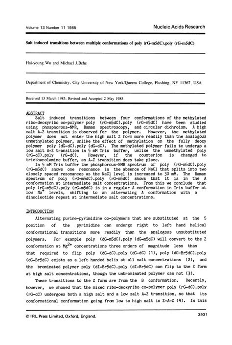 Pdf Salt Induced Transitions Between Multiple Conformations Of Poly