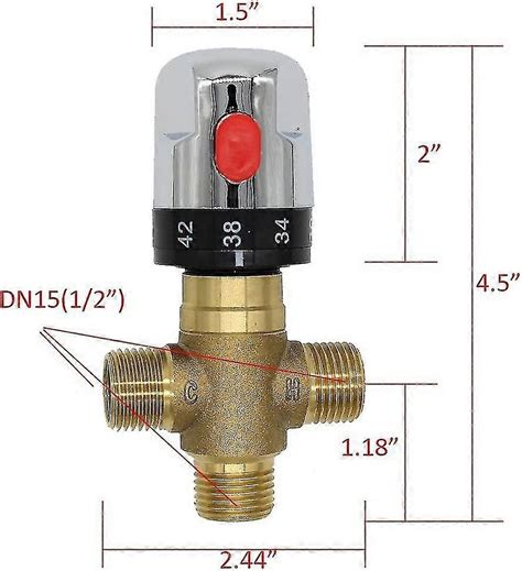 Brass Copper Mixing Hot Cold Water Thermostatic Mixer Tap Shower Valve Solar Water Heater Fi
