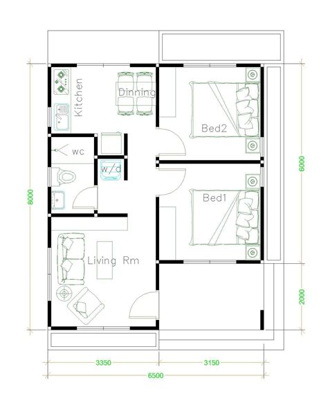 Small House Plans 6x7 With 2 Bedrooms Shed Roof