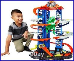 Car Track Set Hot Wheels Toy Car Track Set City Ultimate Garage Moving T Rex Dinosaur