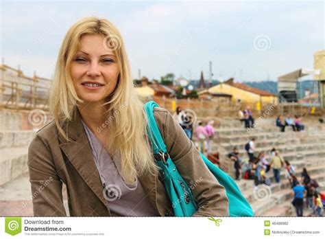 Attractive Girl Inside The Arena Of Verona Italy Stock Photo Image