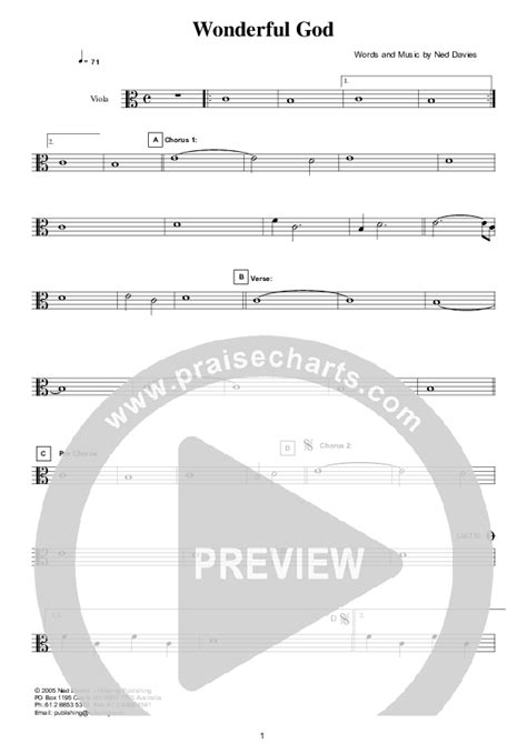 Wonderful God Viola Sheet Music PDF Hillsong Worship PraiseCharts