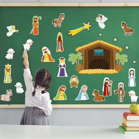 28 Pcs Christian Nativity Bulletin Board Set Nativity